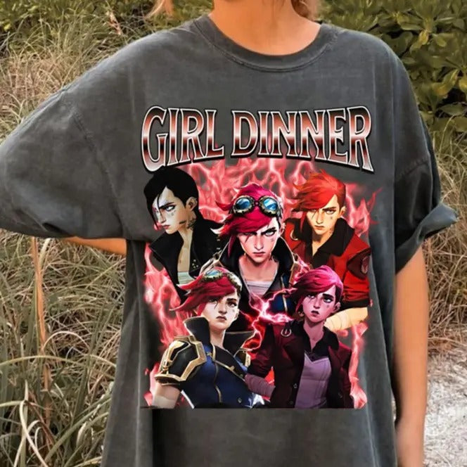 Vi Arcane Vintage Streetwear League Legends Shirt Anime Fanmerch Lol League Legends Fan Giftstyle{N002}2 T-Shirts