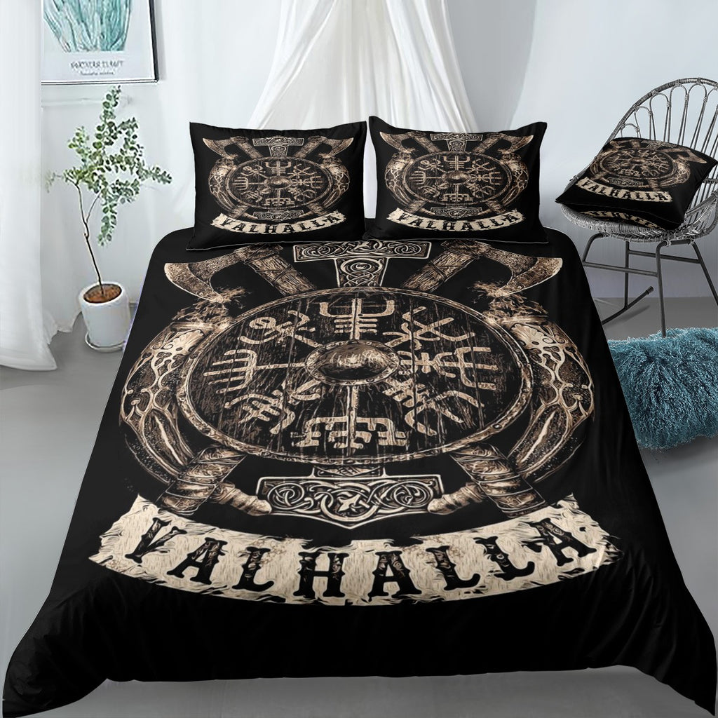 Viking Vegvisir Shield Bedding Set (Duvet Cover & Pillow Shams)