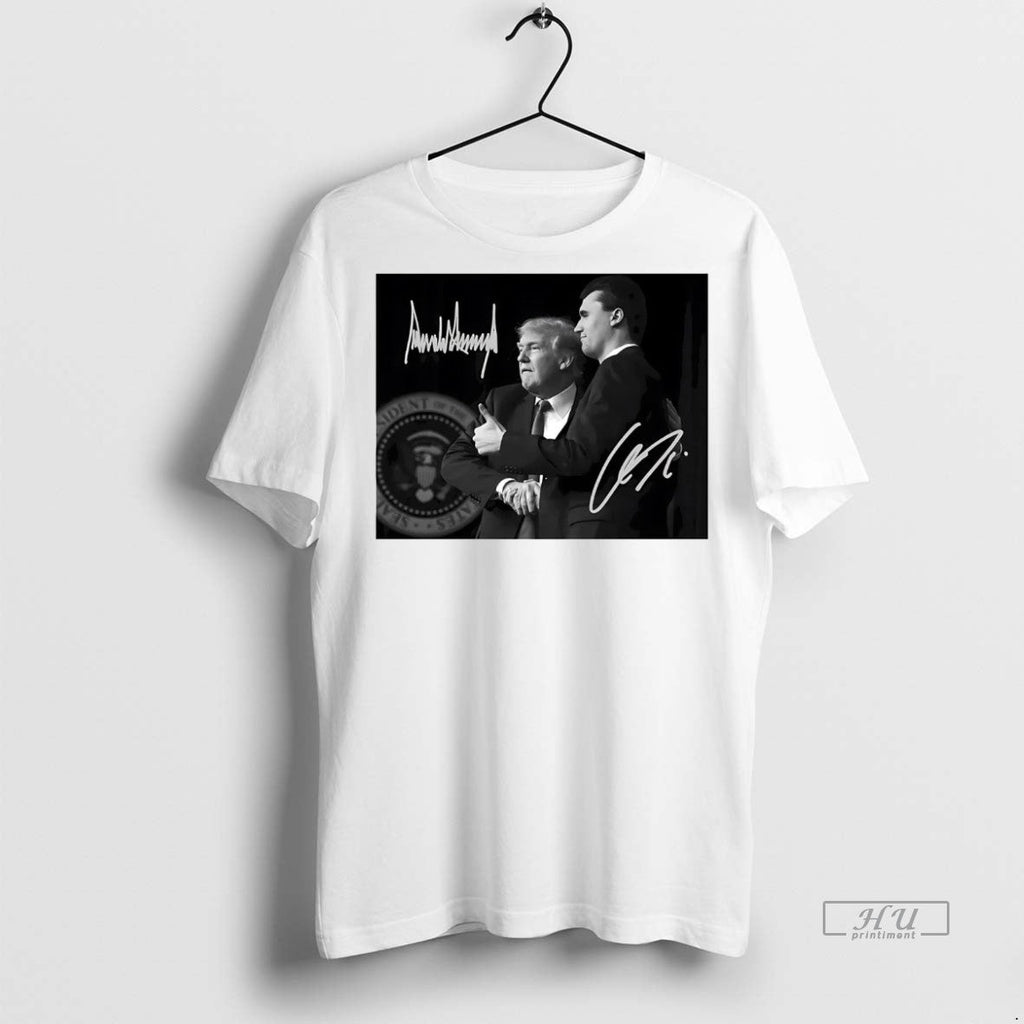 Viral Charlie Kirk And Trump Frame Signatures Tee Shirt Sweater