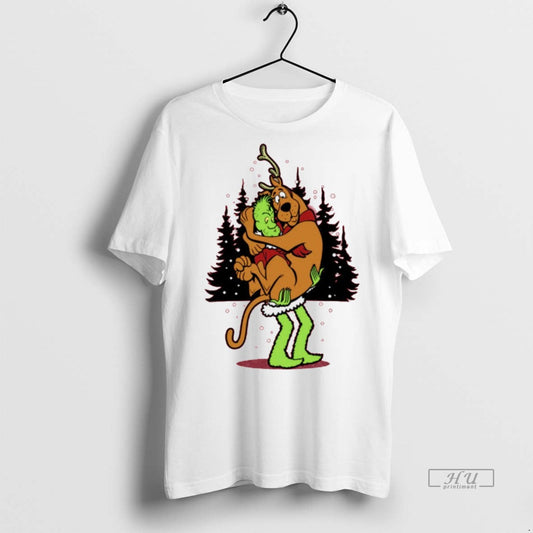 Viral Grinch And Scooby Doo Shaggy Grinch Funny Christmas White Tee Shirt Sweater