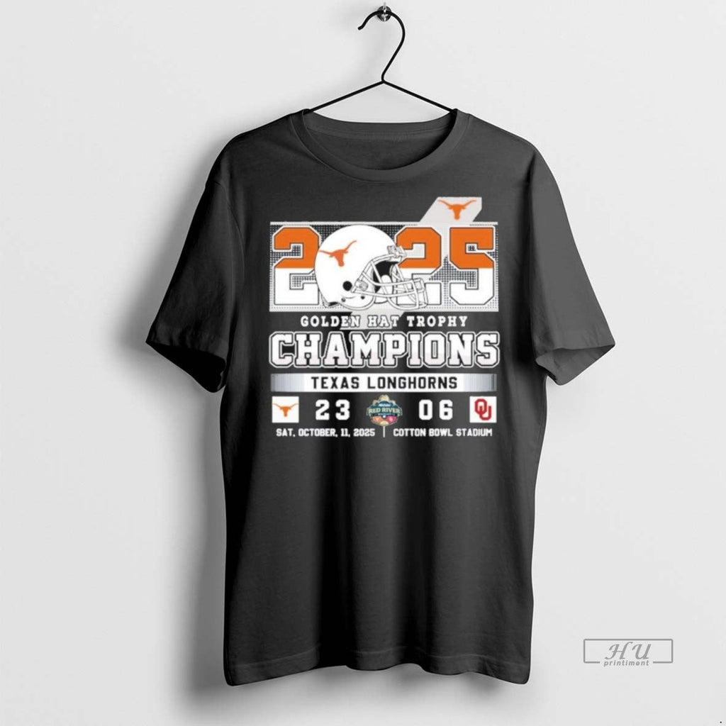 Viral Texas Longhorns 2025 Golden Hat Trophy Champions Score Tee Shirt Sweater