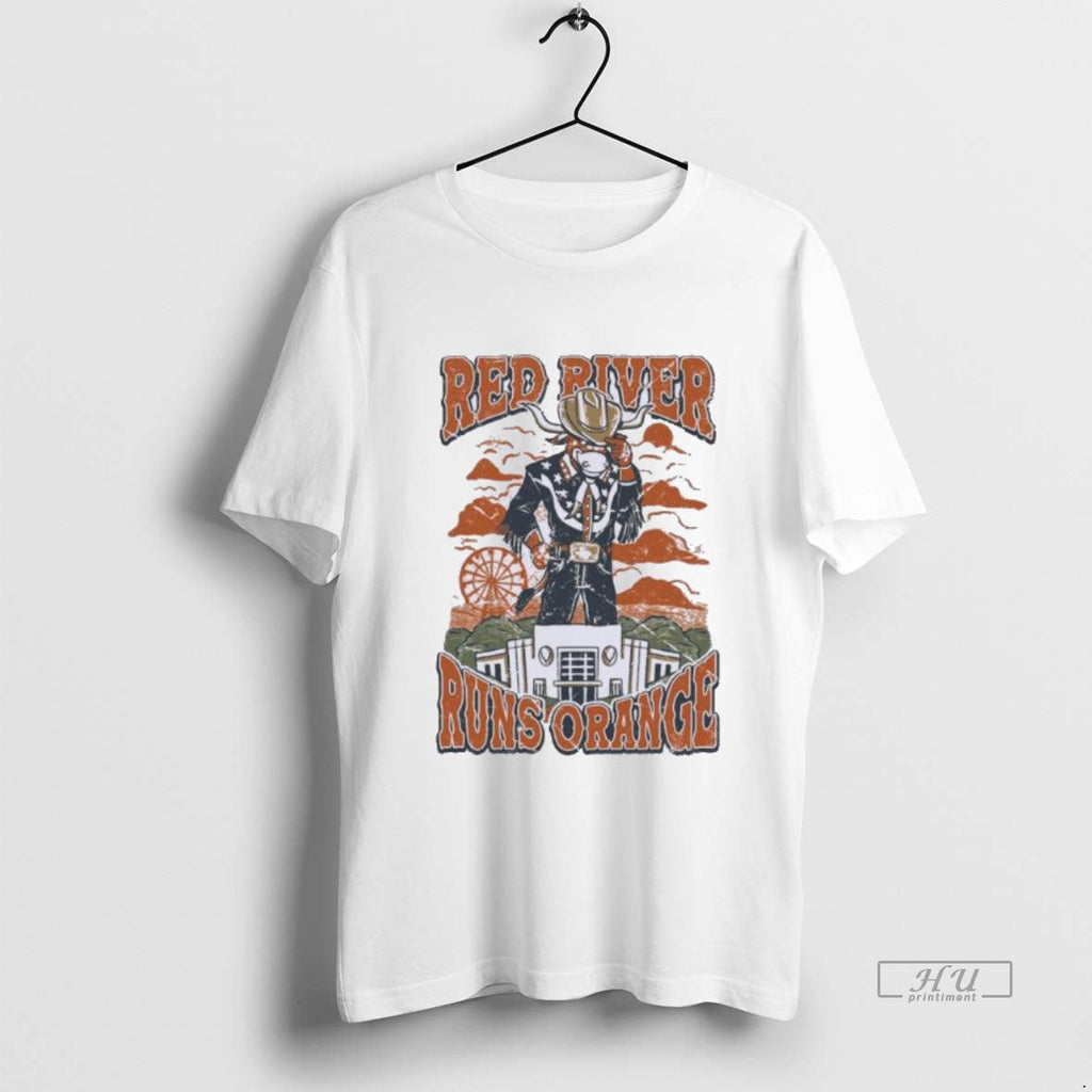 Viral Texas Longhorns Red River Runs Orange Tee Shirt Sweater