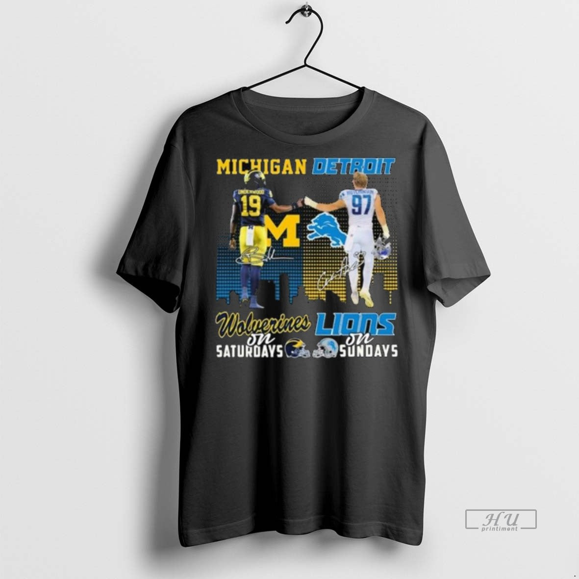 Viral Underwood Michigan Wolverines On Saturdays And Hutchinson Detroit Lions On Sundays Signatures Long Sleve