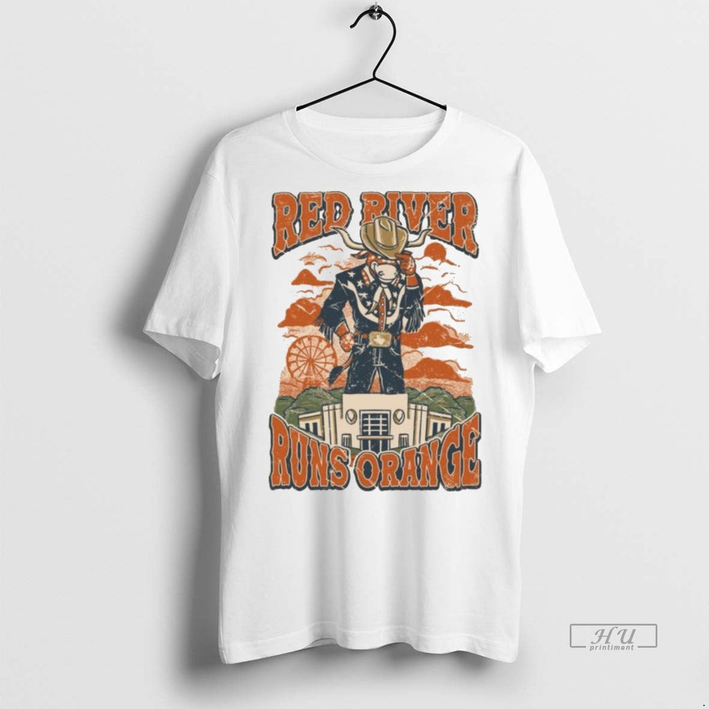 Viral Red River Runs Orange Texas Longhorns Tee Shirt Sweater