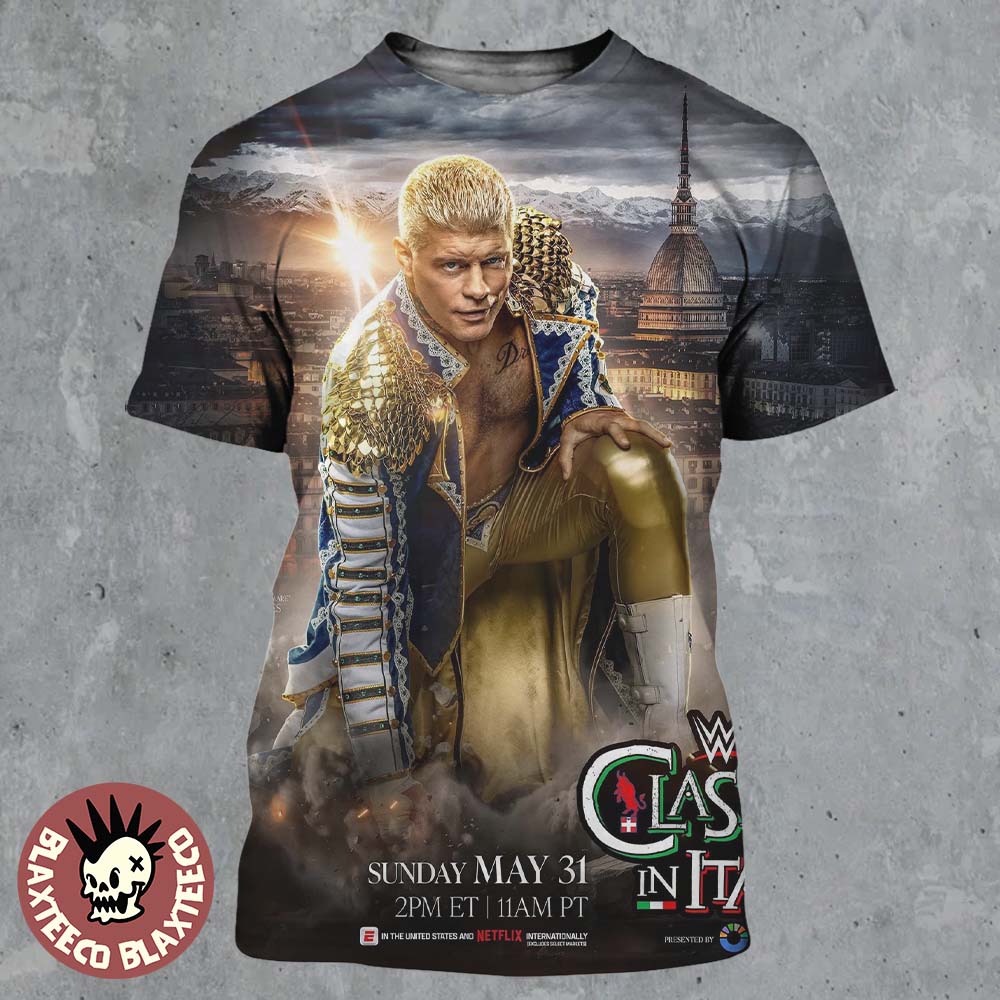 WWE Clash In Italy 2026 Official Poster Starring Cody Rhodes On May 31 2026 All Over Print Shirt