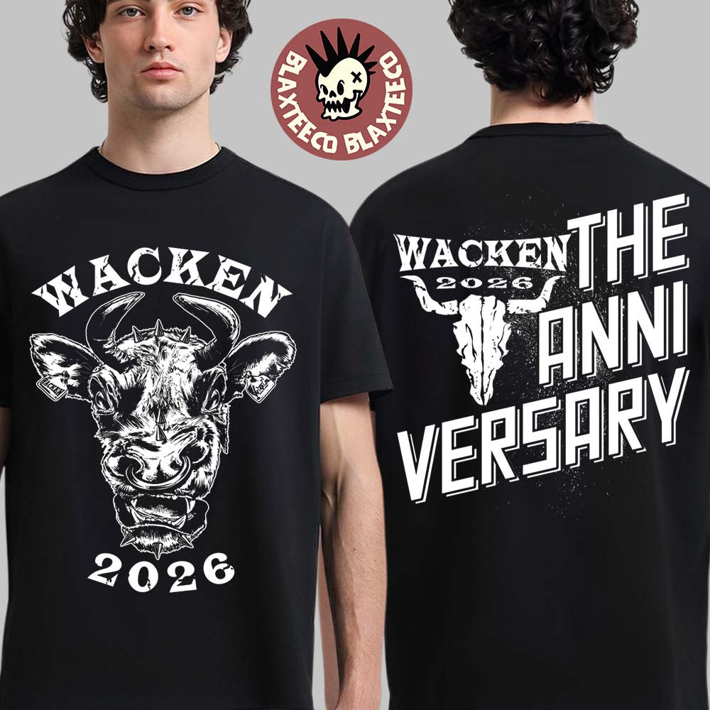 Wacken Open Air 2026 Festival Merch Angry Cow The Anniversary T-Shirt