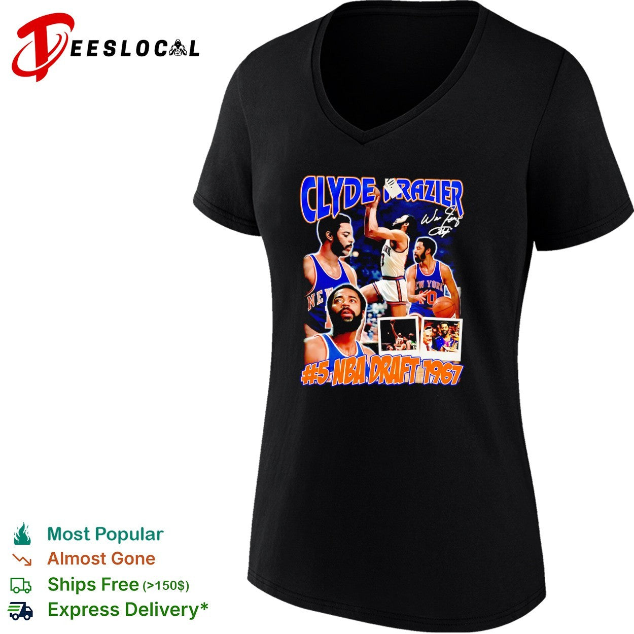 Walt Clyde Frazier New York Knicks NBA 5 NBA Draft 1967 Clyde Frazier graphic shirt