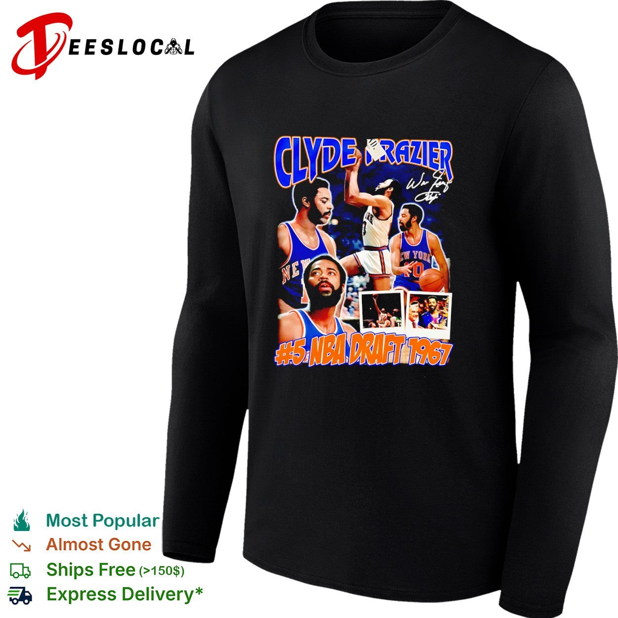 Walt Clyde Frazier New York Knicks NBA 5 NBA Draft 1967 Clyde Frazier graphic shirt