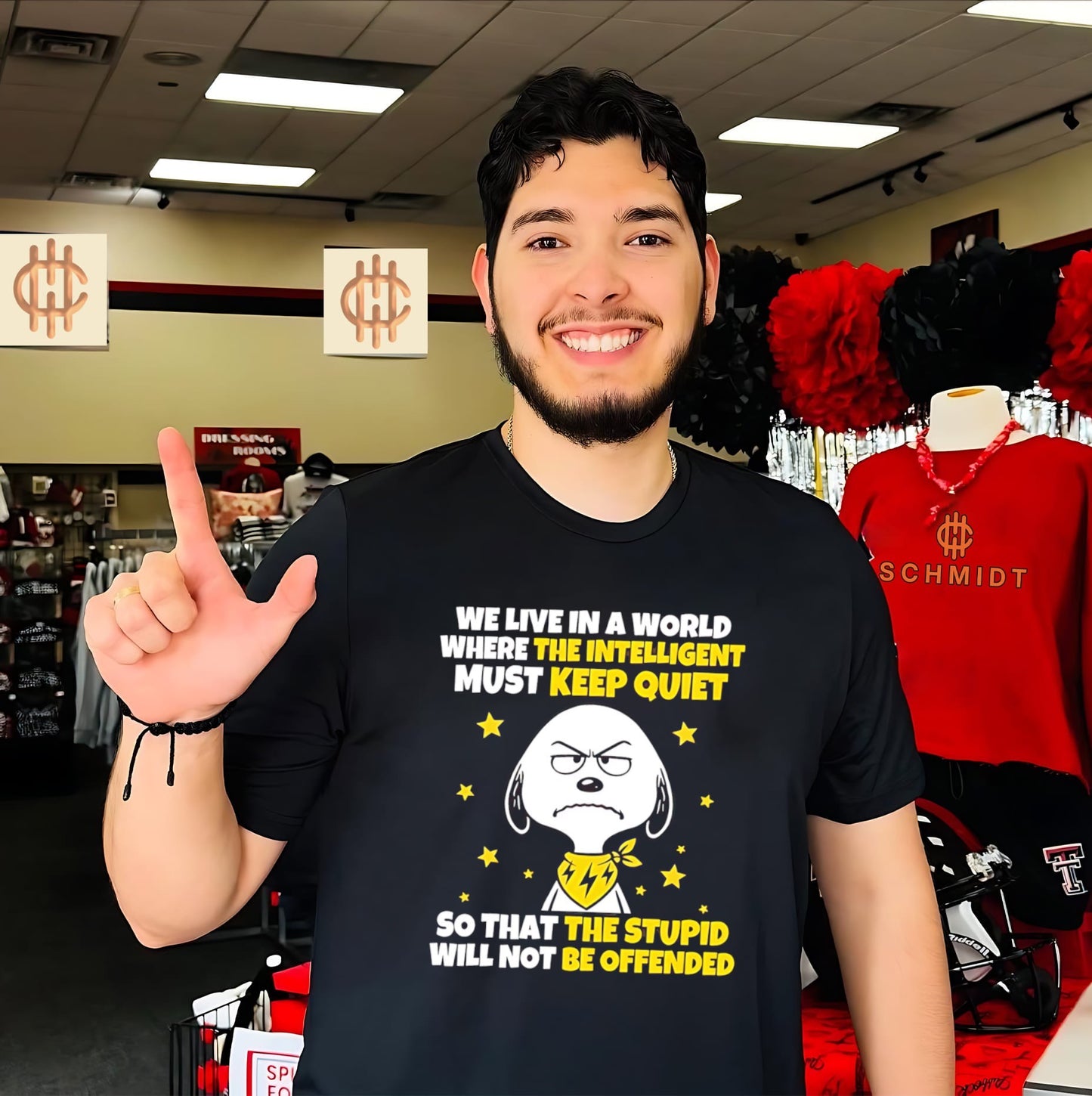 We live in a world where the intelligent must keep quiet so that the stupid will not be offended Snoopy shirt