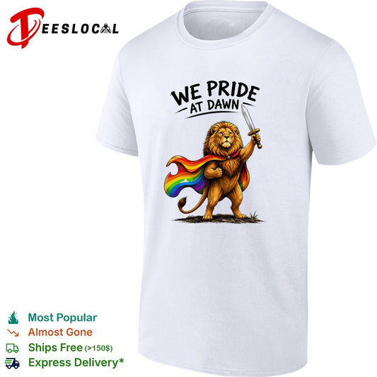 We pride at dawn lion rainbow cape sword LGBTQ pride art shirt