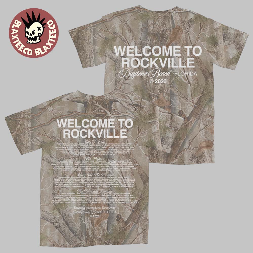 Welcome To Rockville 2026 Festival Merch Daytona Beach Florida Clean Script Camo T-Shirt
