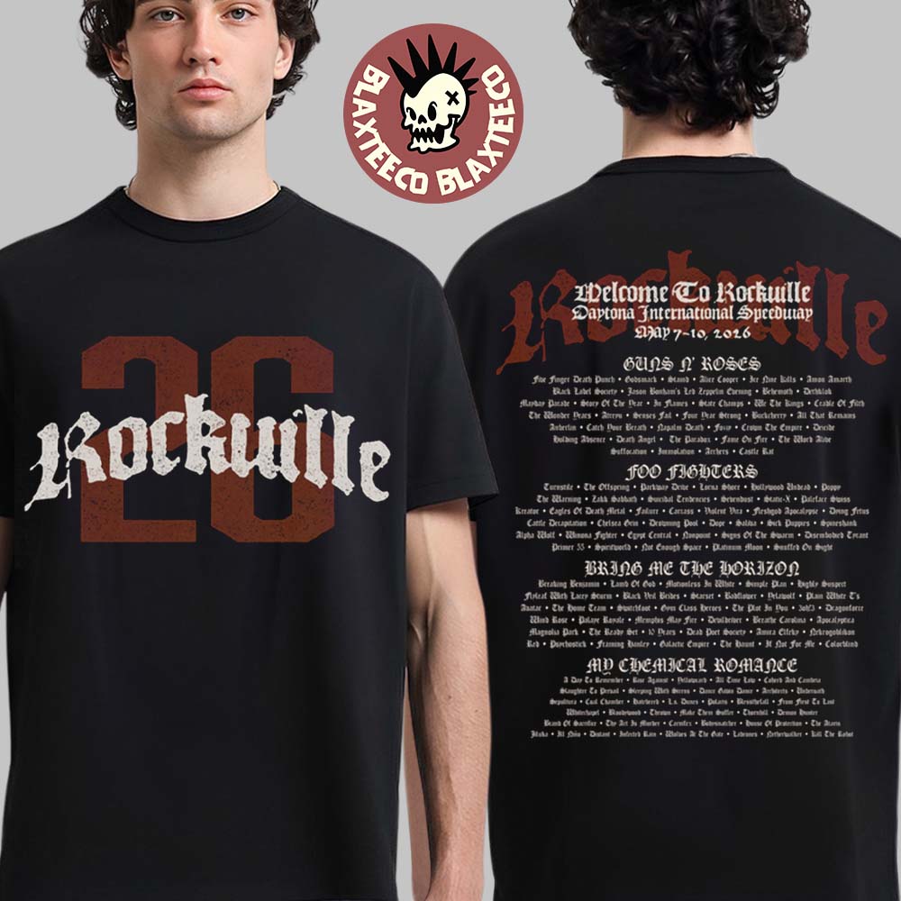 Welcome To Rockville 2026 Festival Merch Daytona Beach Florida Rockville 26 Logo Grunge With Lineup T-Shirt