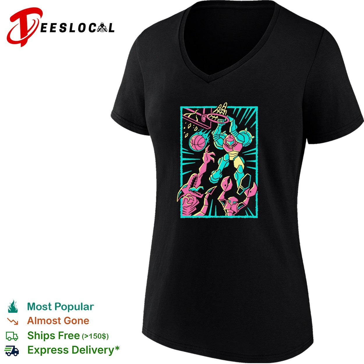 Welcome to the Space Jam Samus Aran slam dunks over Ridley and a Space Pirate shirt