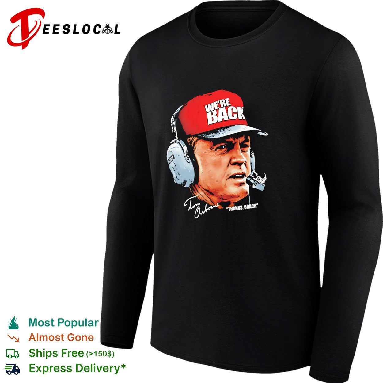 We’re back Tom Osborne thanks coach portrait with headset photo graphic shirt