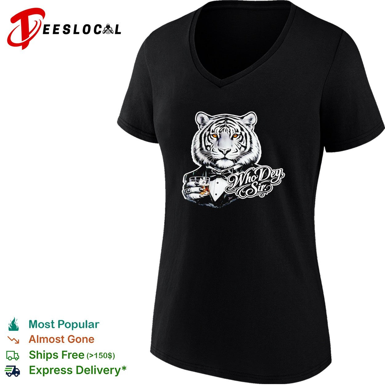 White tiger tuxedo Who Dey Sir Cincinnati Bengals humor shirt