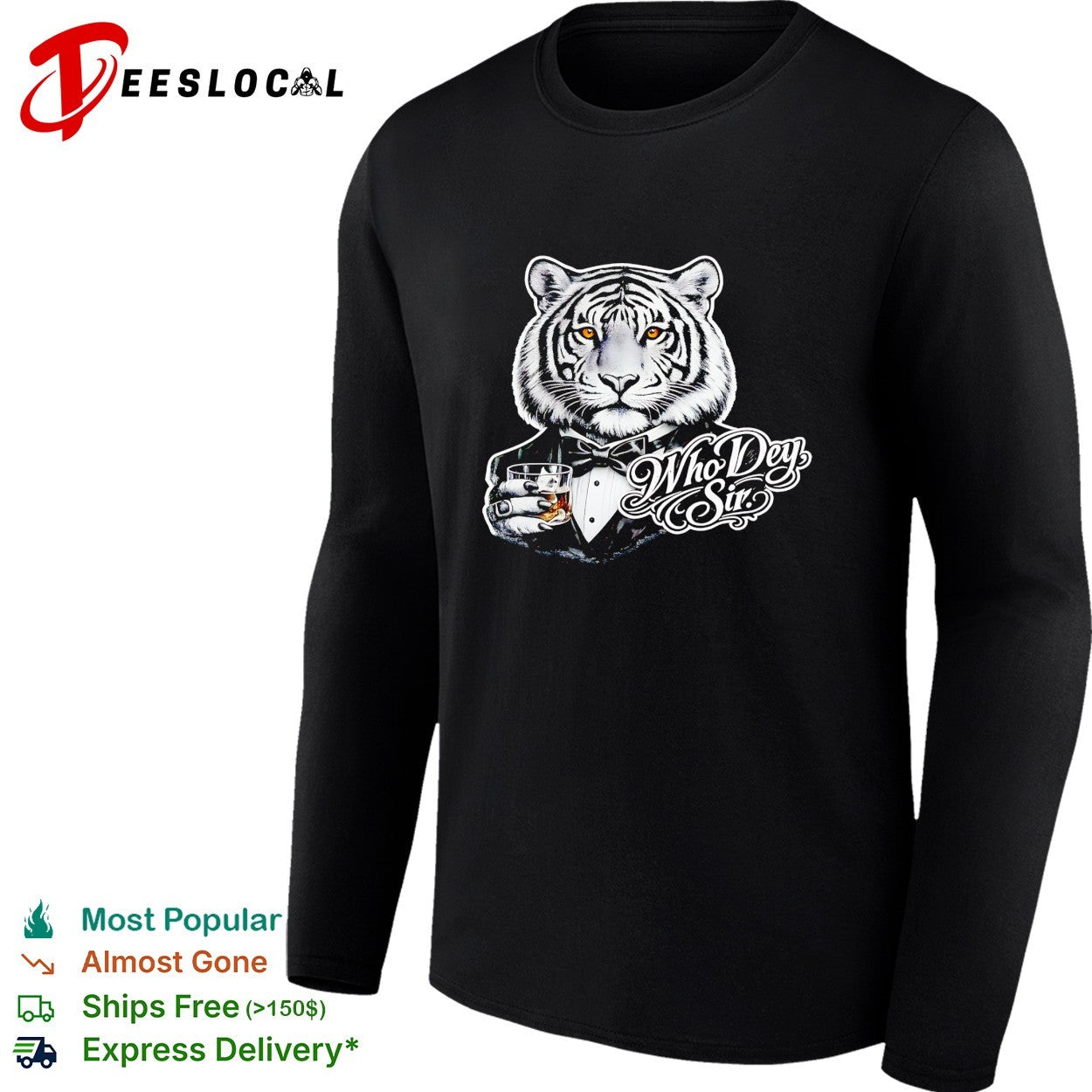 White tiger tuxedo Who Dey Sir Cincinnati Bengals humor shirt