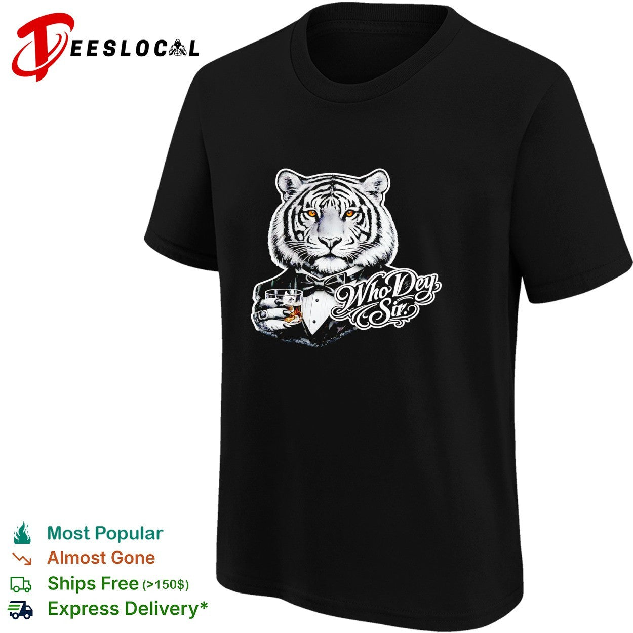 White tiger tuxedo Who Dey Sir Cincinnati Bengals humor shirt