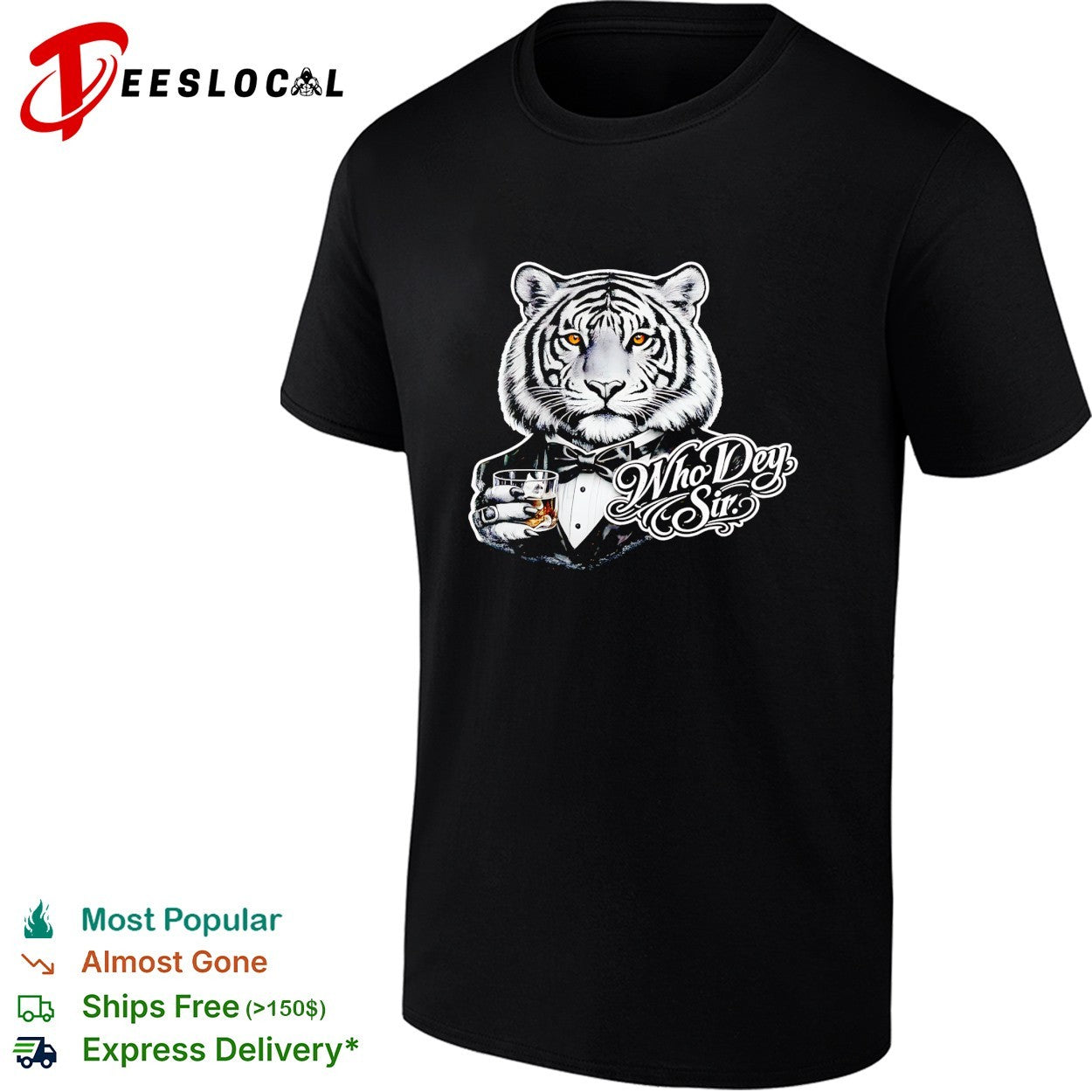 White tiger tuxedo Who Dey Sir Cincinnati Bengals humor shirt