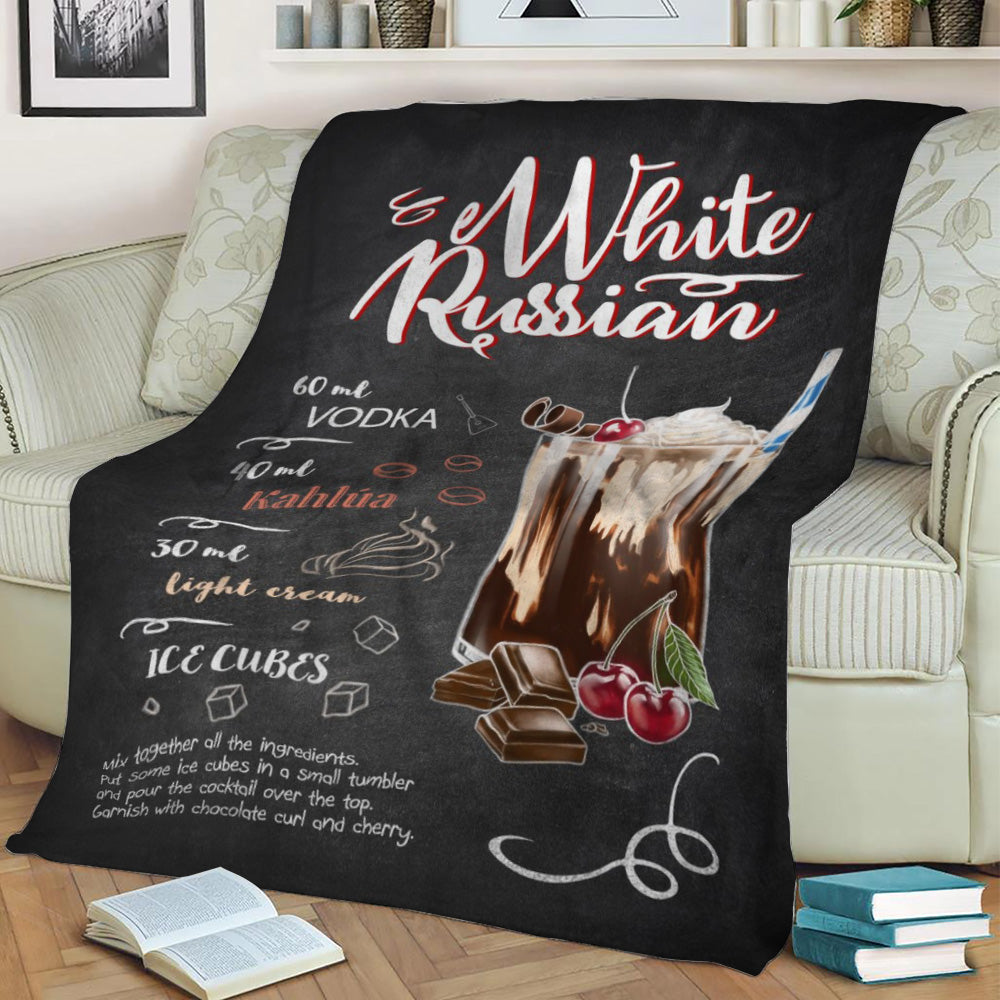 White Russian Fleece Throw Blanket