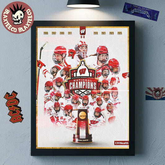 Wisconsin Badgers Women’s Ice Hockey 2026 National Champions Home Decor Poster Canvas