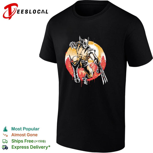Wolverine X-Men claws retro moon forest graphic shirt