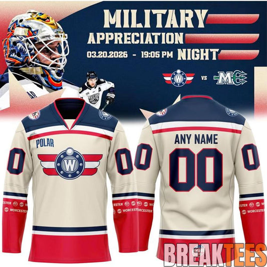 Worcester Railers 2026 Military Appreciation Night Hockey Jersey