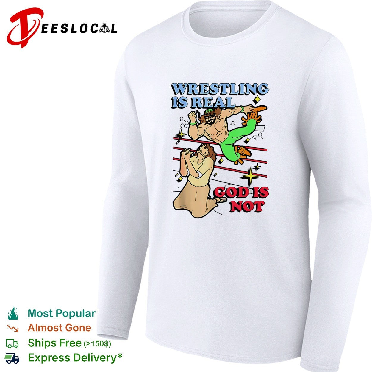 Wrestling is real God is not wrestler and praying man humor shirt