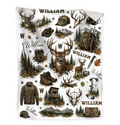 Personalized Hunting Blanket, Custom Deer Hunting Blanket with Name, Camo Hunter Throw Blanket, Outdoor Cabin Decor, Gift for Hunter Him