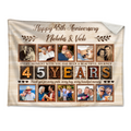 Personalized 45th Anniversary Photo Collage Blanket, Custom 45 Years Together Gift, Wedding Anniversary Blanket, Couple Memory Keepsake