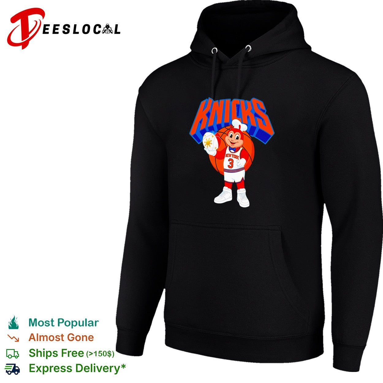 New York Knicks Jollibee fast food mascot jersey basketball humor shirt