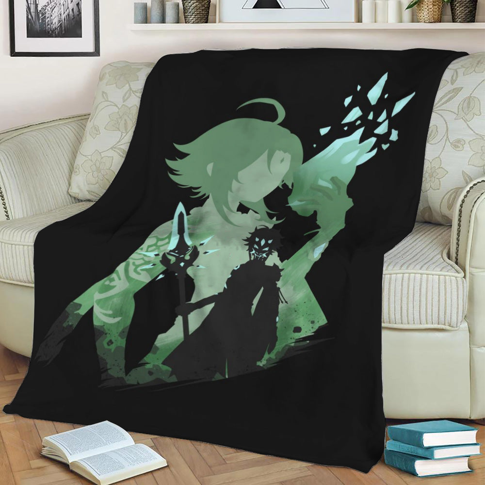 Xiao Genshin Impact Fleece Throw Blanket