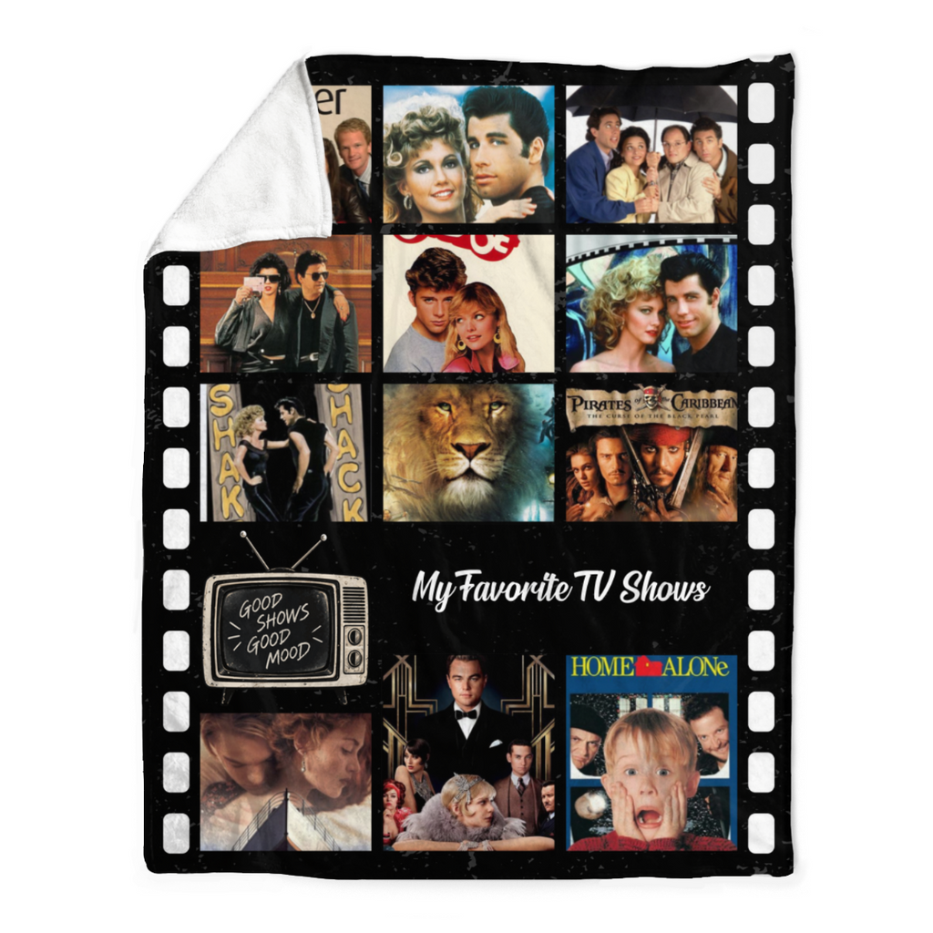 TV Shows Blanket, Personalized Favorite TV Shows Gift, Custom Photo Collage Blanket, TV Lover Gift, Film Strip Blanket, Nostalgic TV Gift