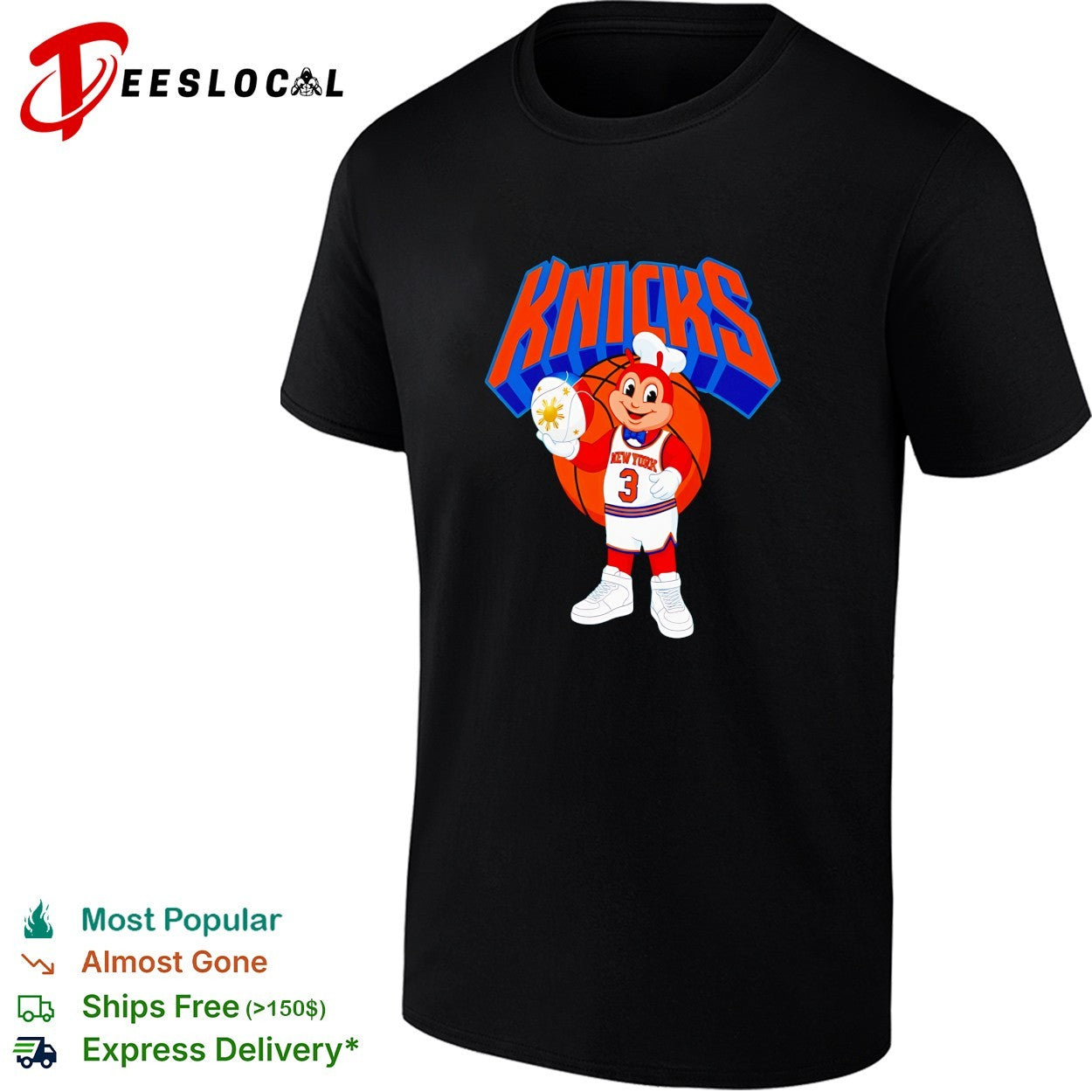 New York Knicks Jollibee fast food mascot jersey basketball humor shirt