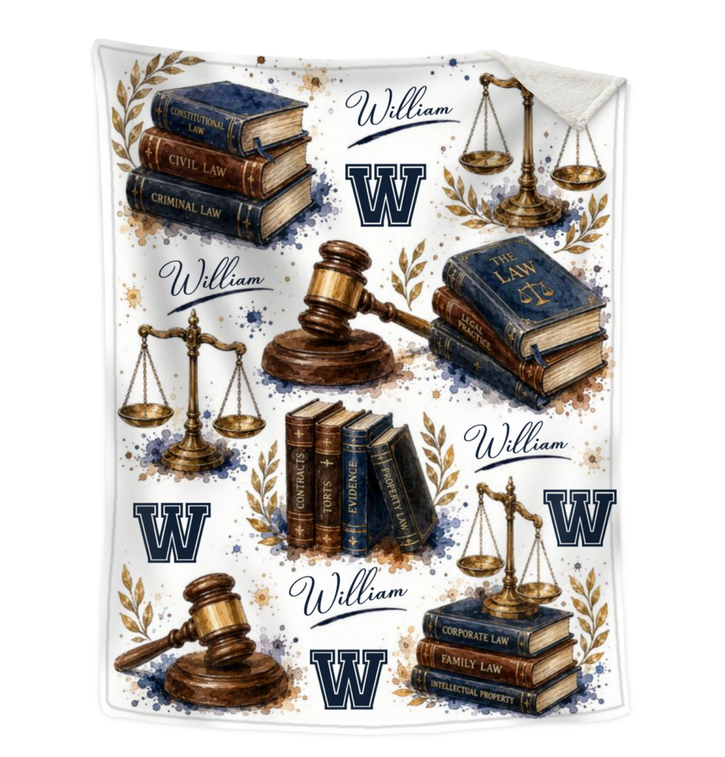 Personalized Lawyer Blanket, Custom Attorney Gift with Name, Law School Graduation Gift, Legal Office Decor, Lawyer Gift for Him