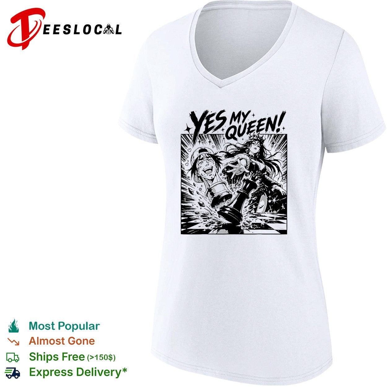 Yes my queen chess piece manga anime action shirt