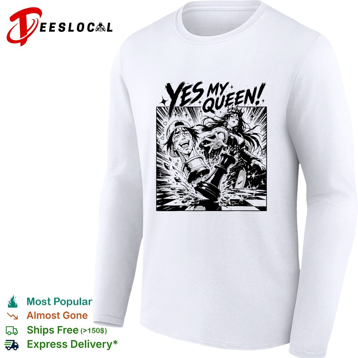 Yes my queen chess piece manga anime action shirt