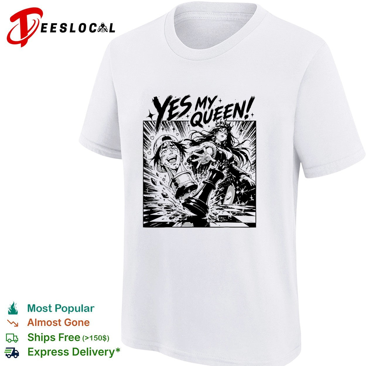 Yes my queen chess piece manga anime action shirt