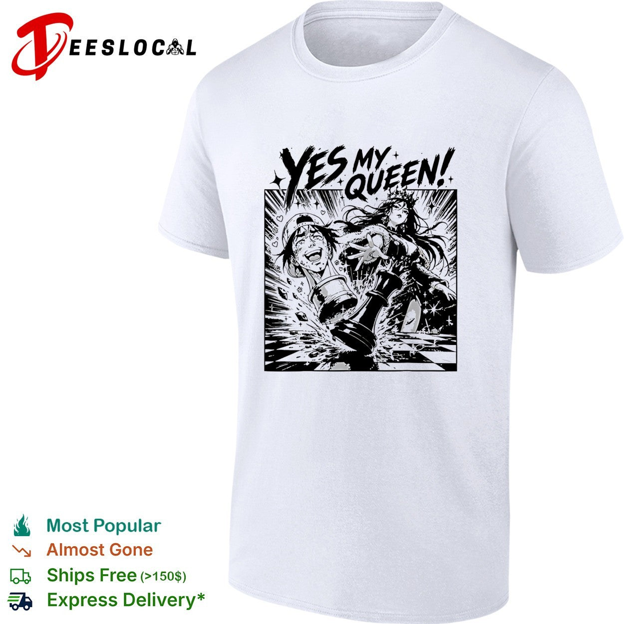 Yes my queen chess piece manga anime action shirt