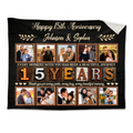 Personalized 15th Anniversary Photo Collage Blanket, Custom 15 Years Together Gift, 15th Wedding Anniversary Blanket, Couple Memory Keepsake