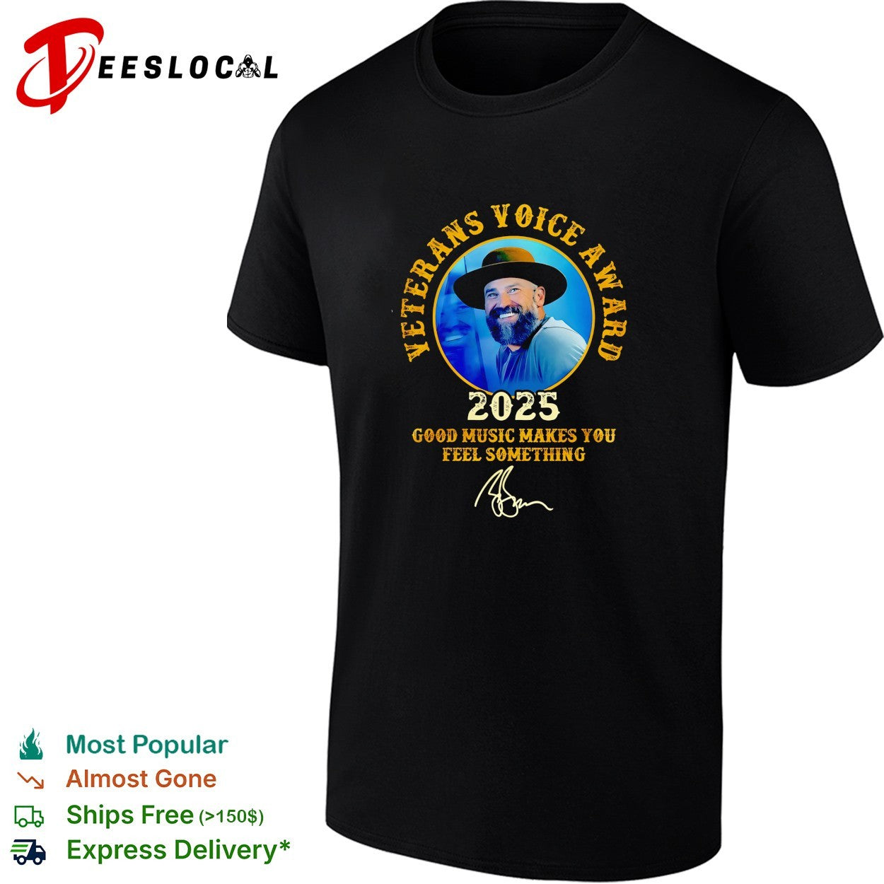 Zac Brown veterans voice award 2025 good music makes you feel something portrait shirt