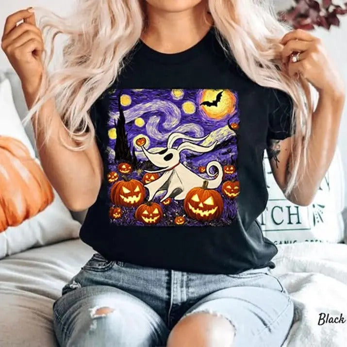 Zero Dog Halloween Starry Night Shirt Nightmare Before Land Spooky Season Shirt Land Oogie Boogie Bash Shirt T-Shirts