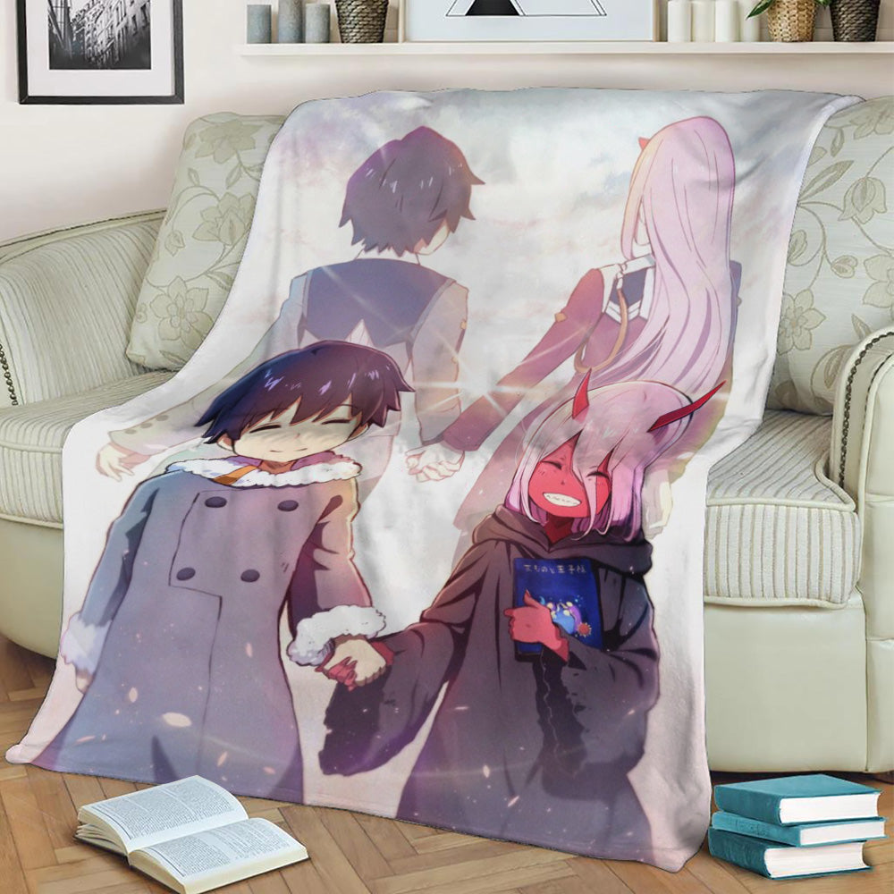 Zero Two Hiro Fleece Throw Blanket