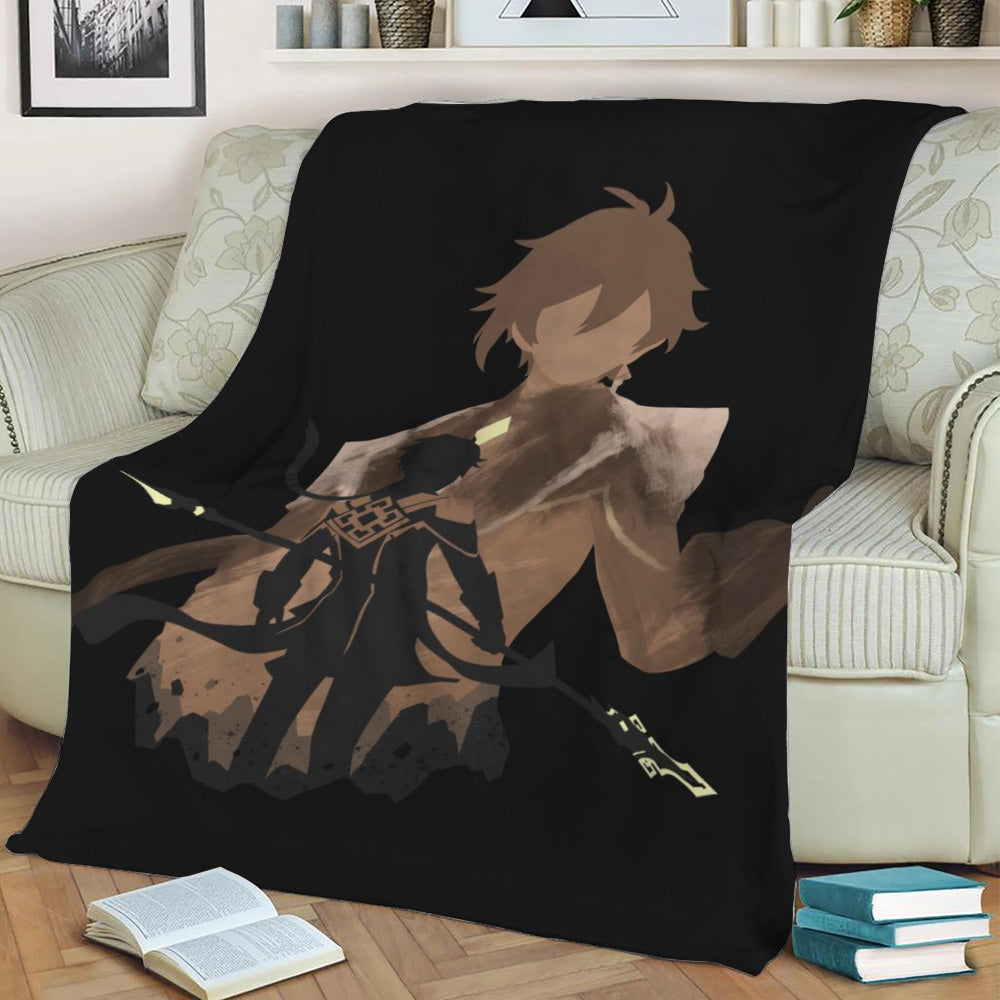 Zhongli Genshin Impact Fleece Throw Blanket