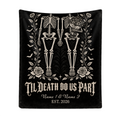 Til Death Do Us Part Skeleton Couple Blanket – Gothic Wedding Personalized Throw, Dark Romantic Gift for Couple