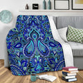 Paisley Blue Fleece Throw Blanket
