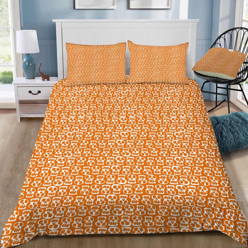 Skulls Orange Bedding Set (Duvet Cover & Pillow Shams)