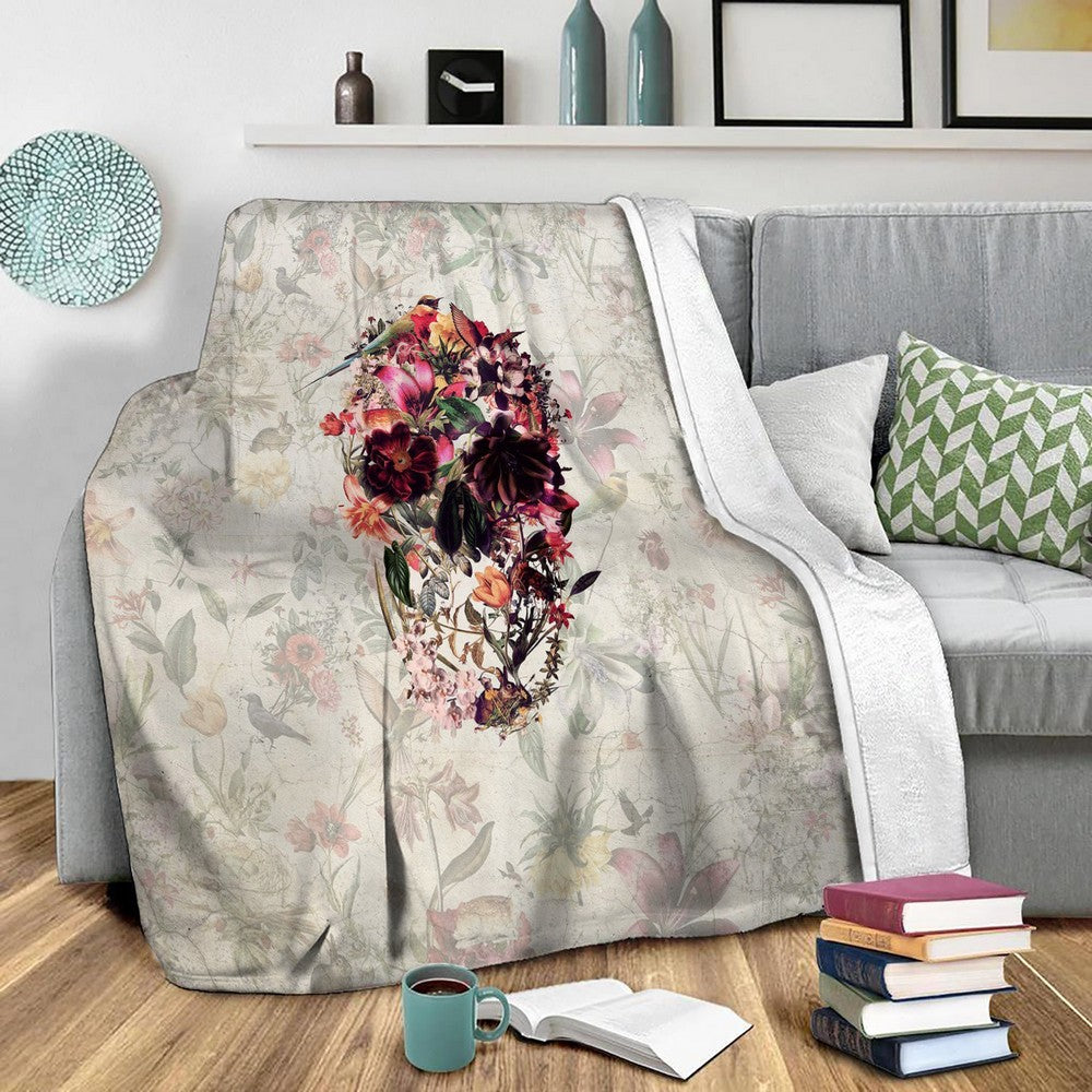 New Skull Light Fleece Throw Blanket