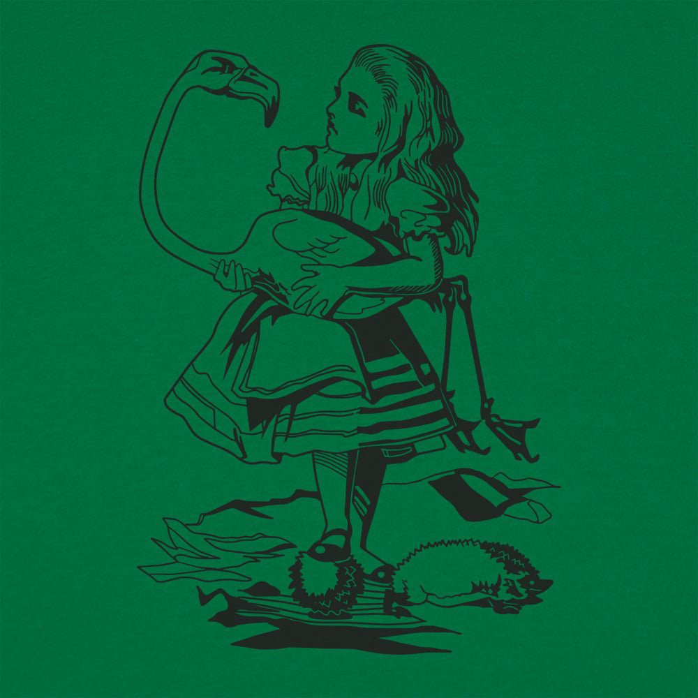 Alice Holding a Flamingo Croquet Mallet