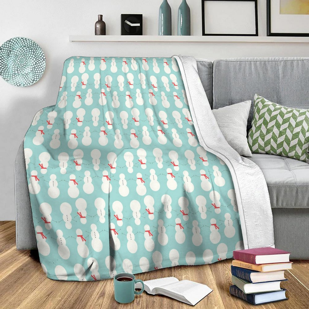 Cute Snowmen Fleece Throw Blanket