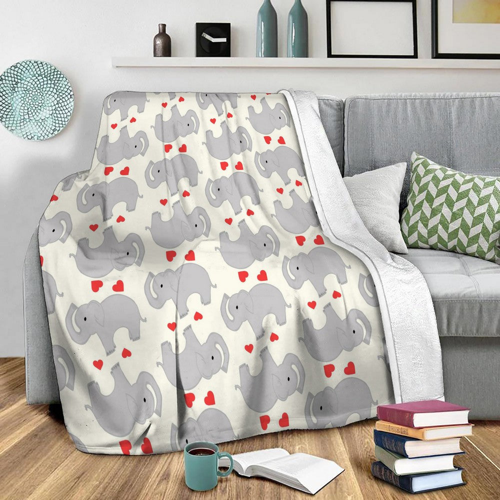 Elephant Love Fleece Throw Blanket